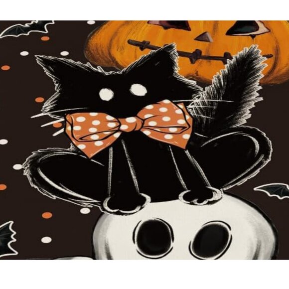 Halloween Table Runner Pumpkin Cat Decor Decorative Cloth Holiday Decoration 72" - Picture 4 of 4